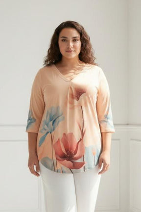 Floral Border Plus Size Top