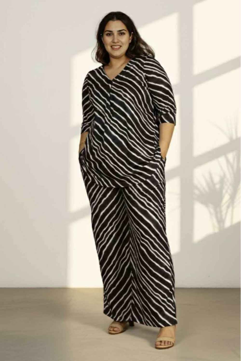 Plus Size Black Leheriya Coord Set