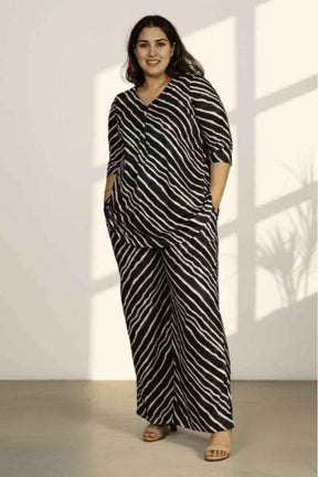 Plus Size Black Leheriya Coord Set