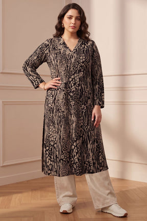 Plus Size Animal Print  SnugWeave™  Straight-Fit Kurta