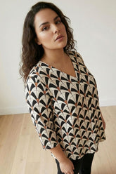 White Black Plus Size Top