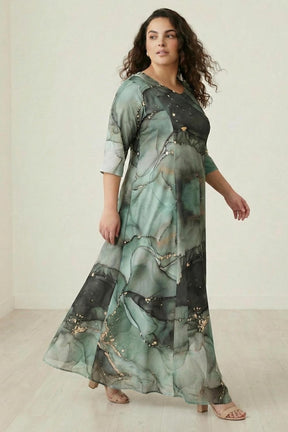 Green Golddust Long Dress