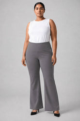 Plus Size Grey Tummy Shaper Flare Pants