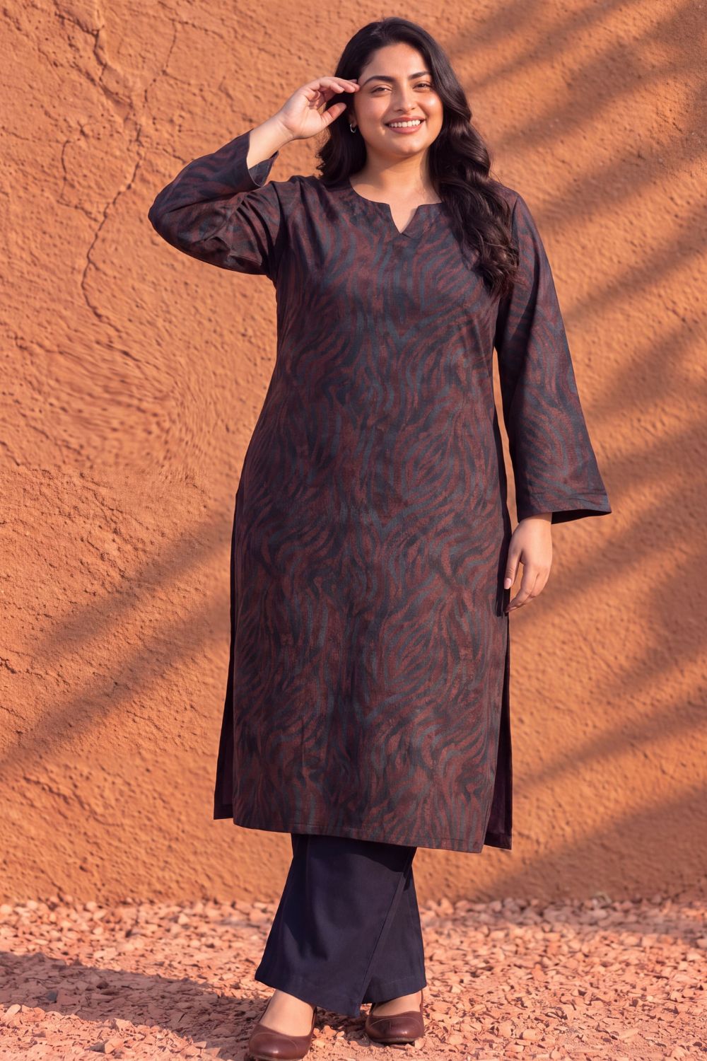 Plus Size Abstract Animal Print SnugWeave™  Kurta