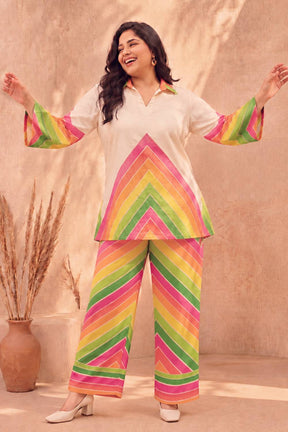 Plus Size Multicolor Chevron Coord Set