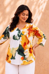 Plus Size Sunflower Grace Yellow Print Top