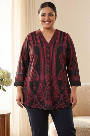 Plus Size Black Red SnugWeave™ Winter Top
