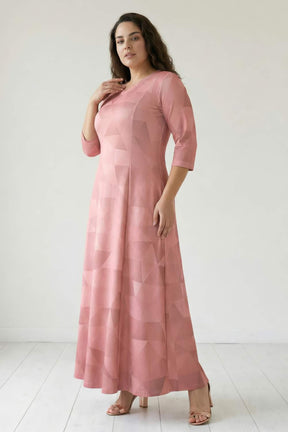 Salmon Prism Printed Maxi Dress