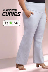 Plus Size Ice Blue Tummy Shaper Flare Pants