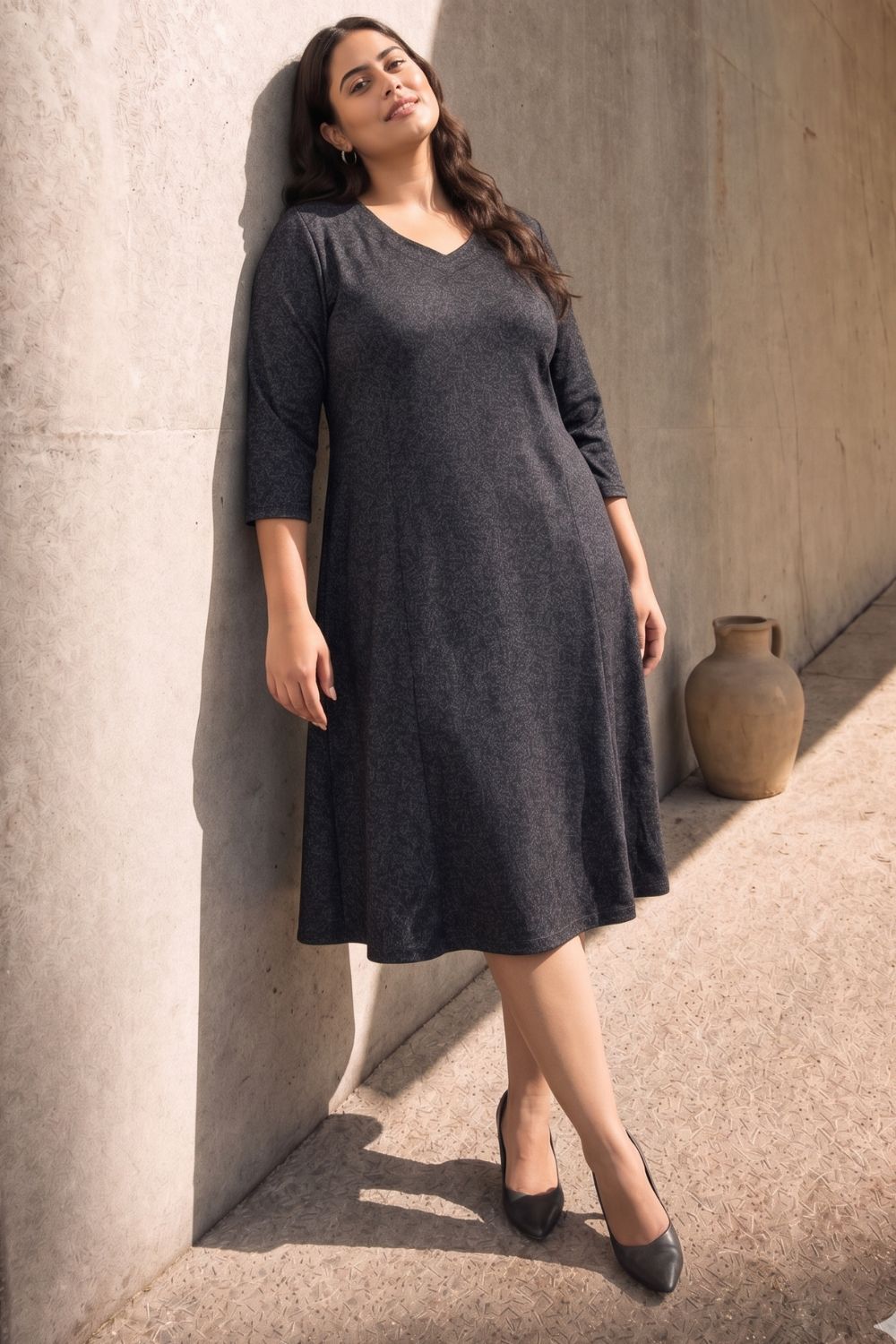 Plus Size Charcoal Grey SnugWeave Winter Dress
