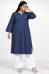 Plus Size Indigo Denim Cotton Kurta