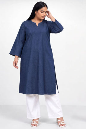 Plus Size Indigo Denim Cotton Kurta