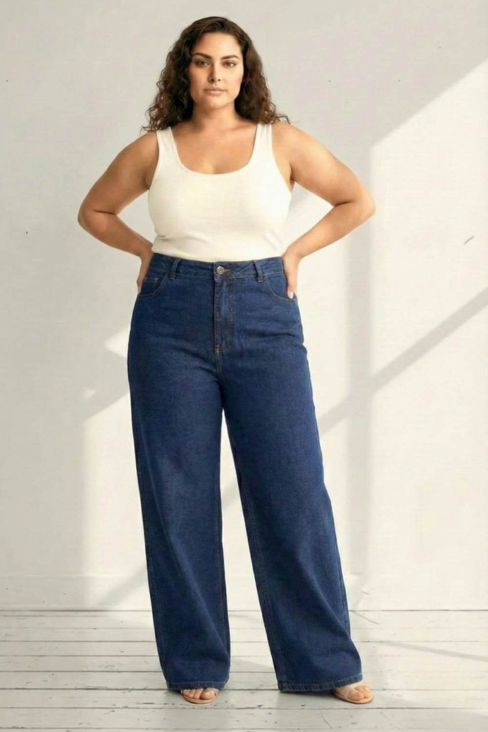 Plus Size Wide Leg Absolute Navy Blue Jeans