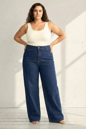 Plus Size Wide Leg Absolute Navy Blue Jeans