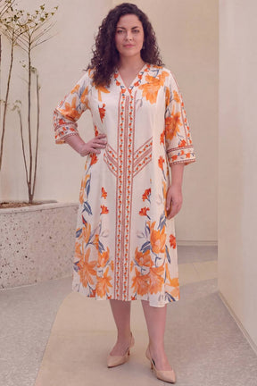 Floral Elegance Plus Size Midi Dress