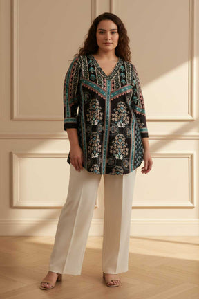 Plus Size Black Blue SnugWeave™ Winter Top