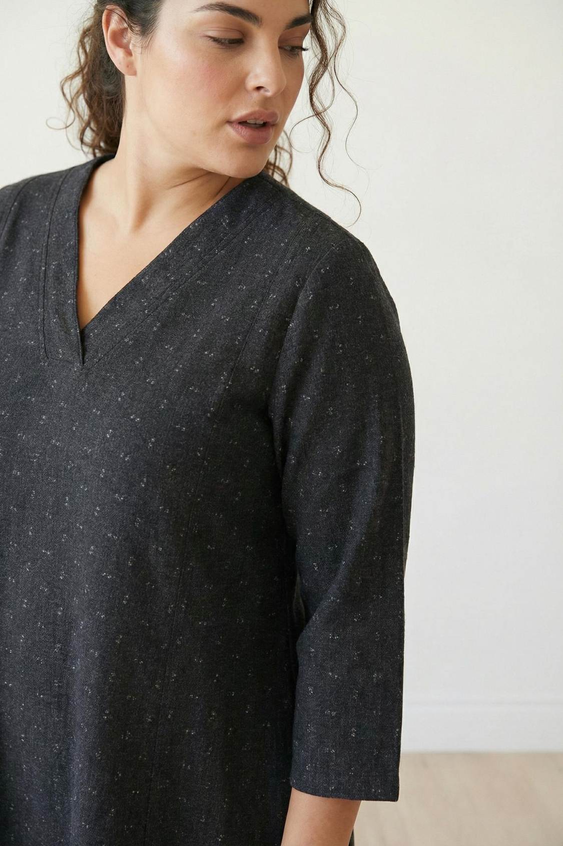 Plus Size Ash Black Denim Cotton Dress