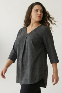 Plus Size Ash Black Denim Cotton Top