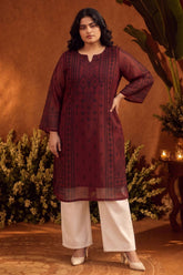 Plus Size Ethnic Motif Straight Georgette Kurta