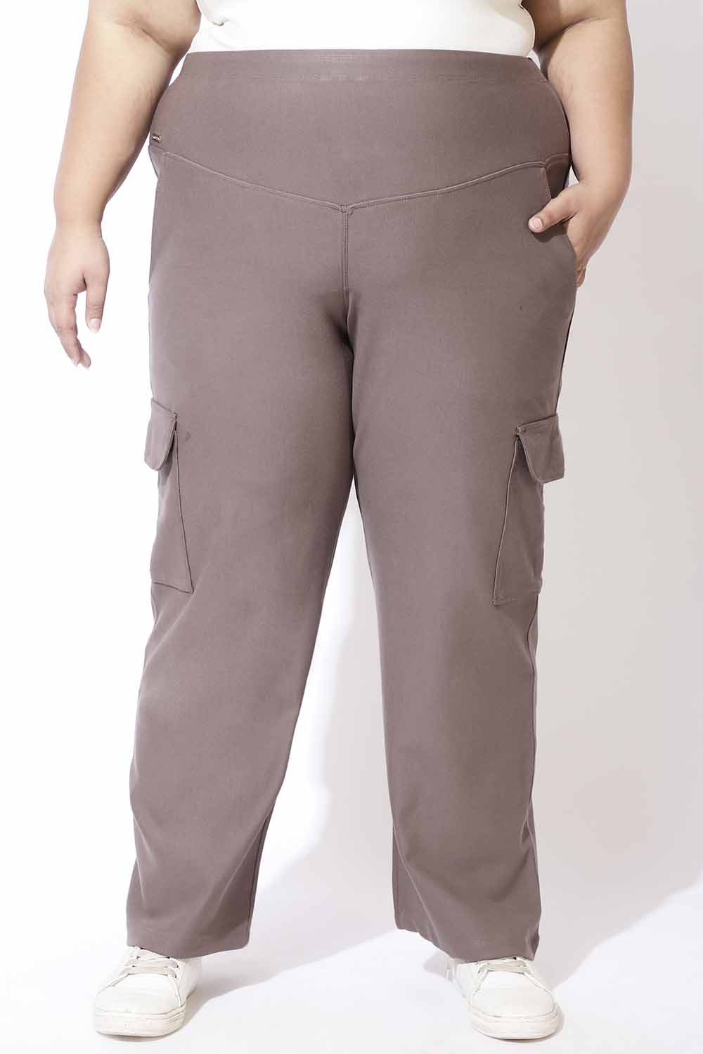 Taupe Tummy Shaper Cargo Pants