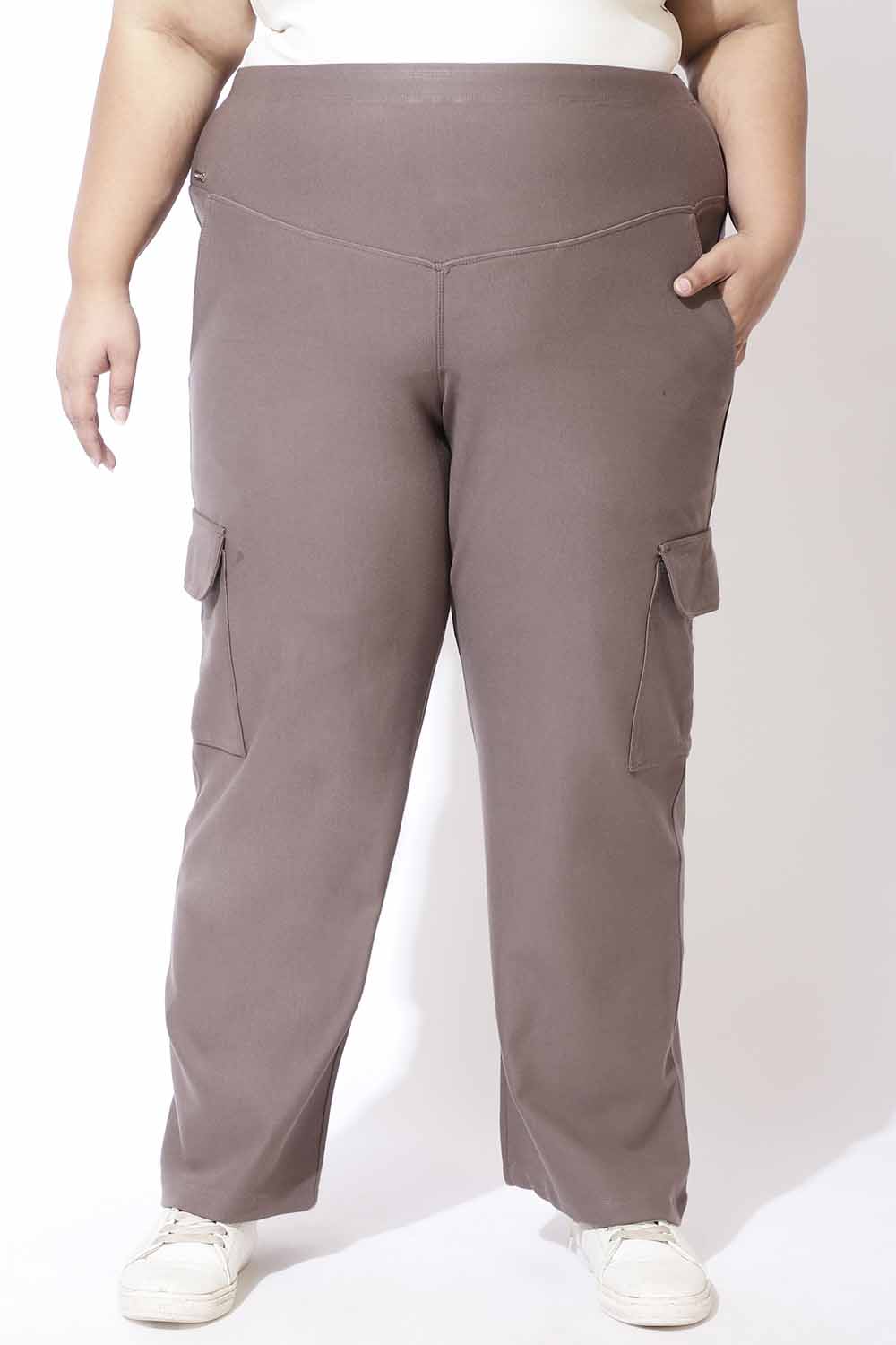 Buy Taupe Tummy Shaper Cargo Pants