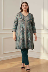 Plus Size Blue Grey SnugWeave™ Winter Kurta