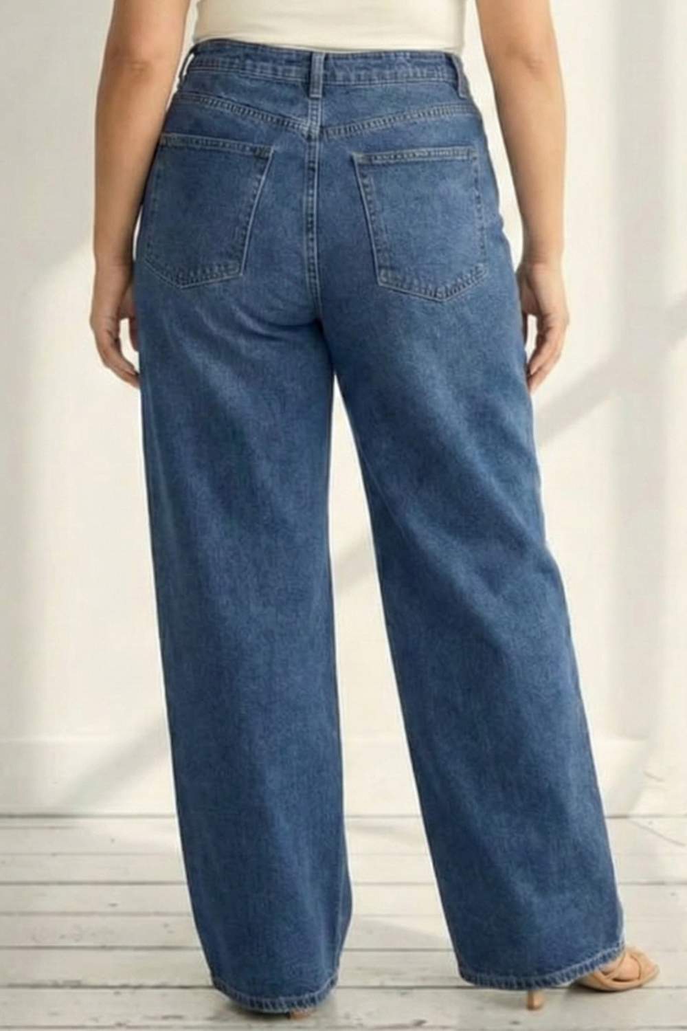 Plus Size Wide Leg Vintage Blue Jeans