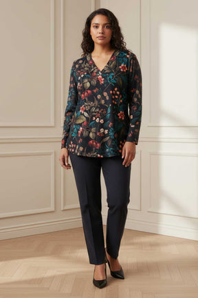 Plus Size Blue Floral SnugWeave™ Winter Top