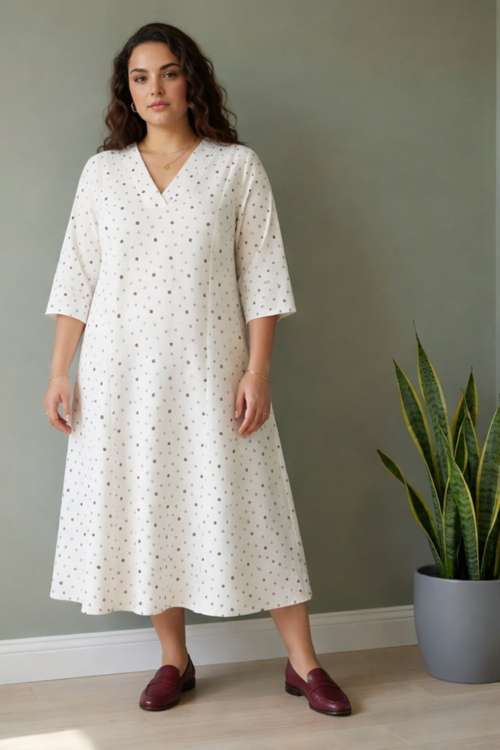 Plus Size Ivory Floral Whisper Midi Dress