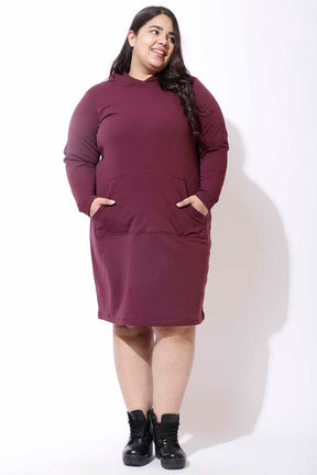 Plus Size Wine Sweatshirt Hoodie Winter Dress