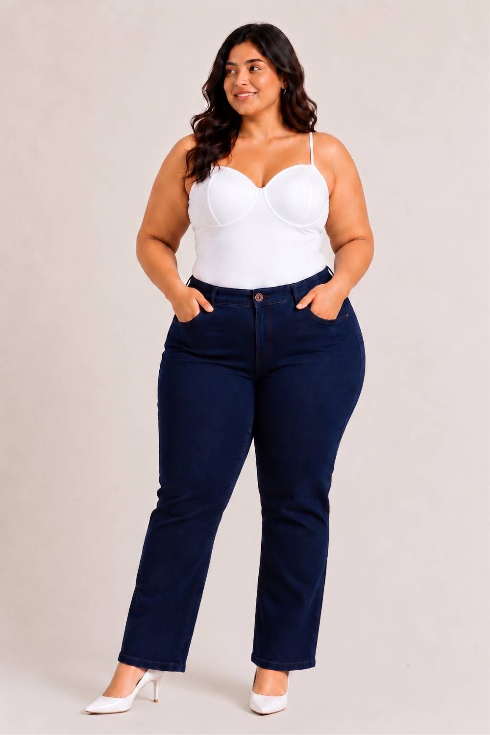 Plus Size Straight Fit Deep Navy Blue Jeans