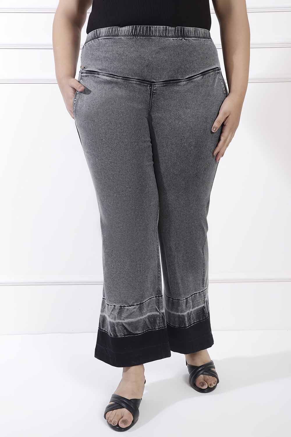 Buy Ash Black Designer Flare Jeans