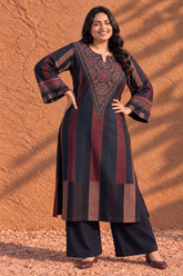 Plus Size Striped Printed SnugWeave™  Kurta