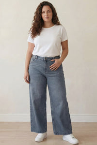 Plus Size Wide Leg Frosted Indigo Jeans