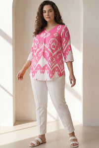 Plus Size Pink White Top