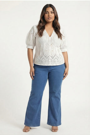 Plus Size Bermuda Blue Flare Jeans