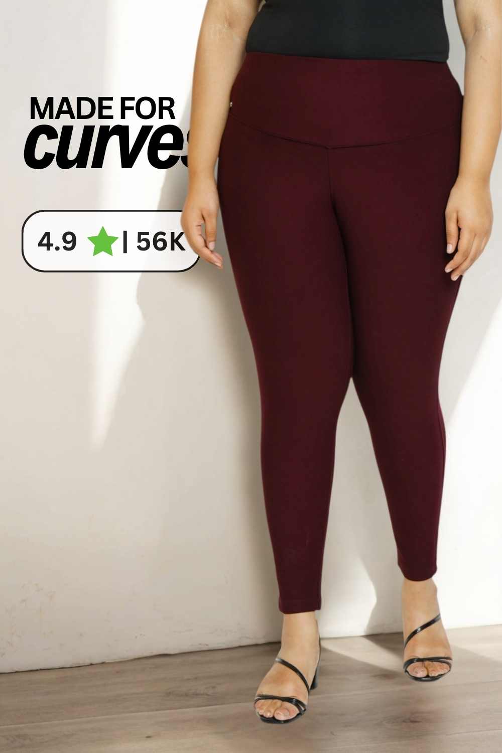 Wine Red Tummy Tucker Jeggings