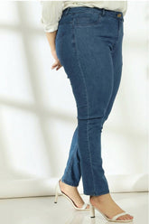 Plus Size Straight Fit Vintage Blue Jeans