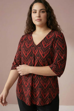 Maroon Black Plus Size Top
