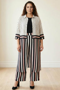 Plus Size Black Luxe Polka Stripes Coord Set