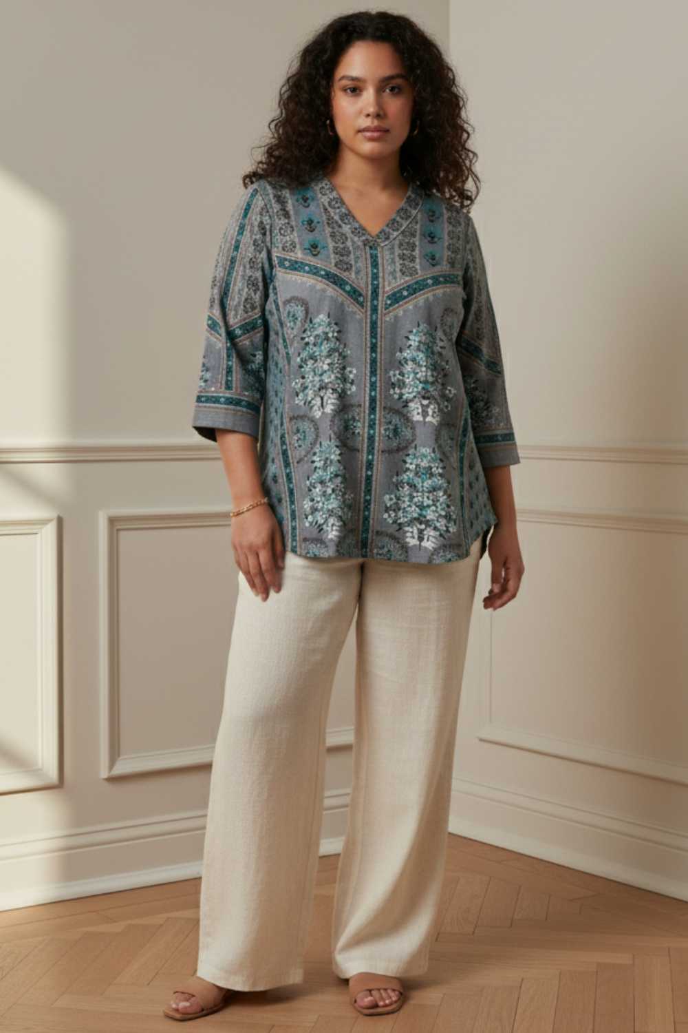 Plus Size Plus Size Blue Grey SnugWeave™ Winter Top