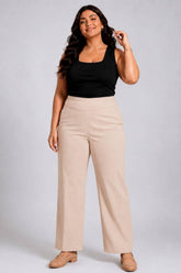 Cream Tummy Shaping Wide Straight Pants