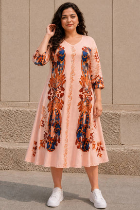 Plus Size Blush Royale Floral Midi Dress