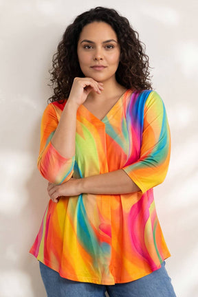 Plus Size Multicolor Print Top