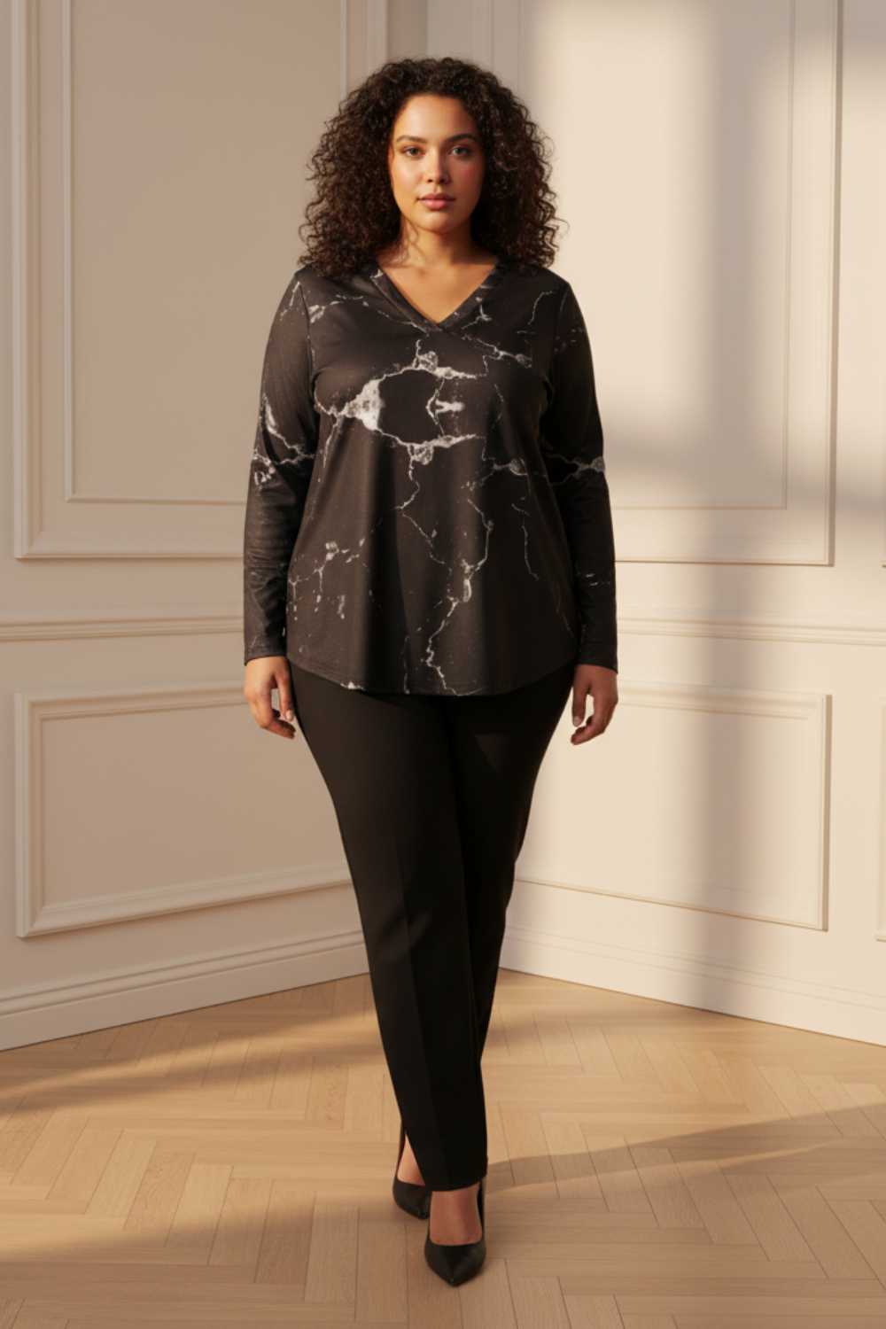 Plus Size Plus Size Black SnugWeave™ Winter Top - V Neck