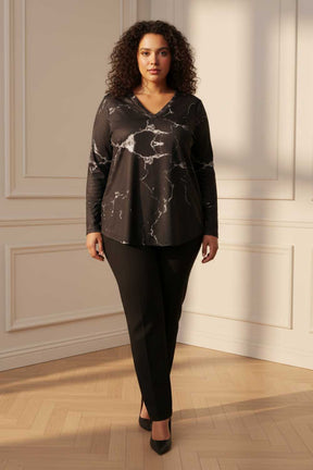Plus Size Black SnugWeave™ Winter Top - V Neck