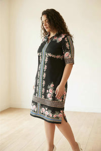 Black Floral Polo Dress