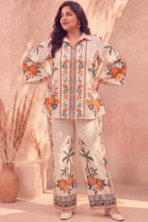 Plus Size Boho Floral Panel Print Cotton Coord Set
