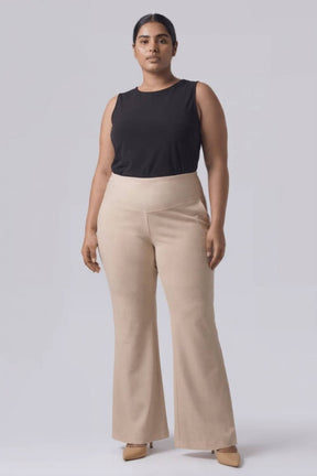 Plus Size Cream Tummy Shaper Flare Pants