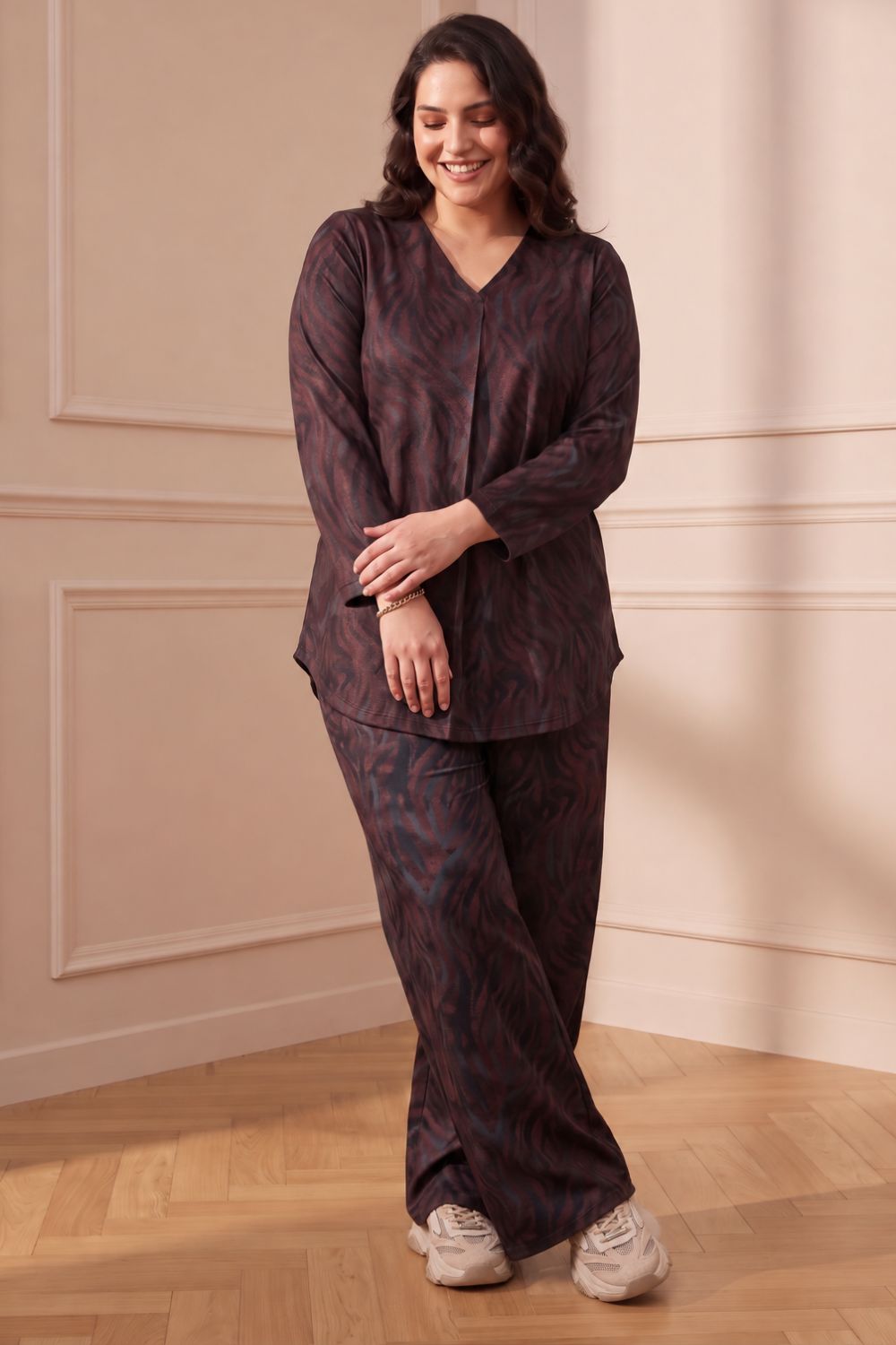 Plus Size Abstract Animal Print SnugWeave™ Winter Top Coord Set